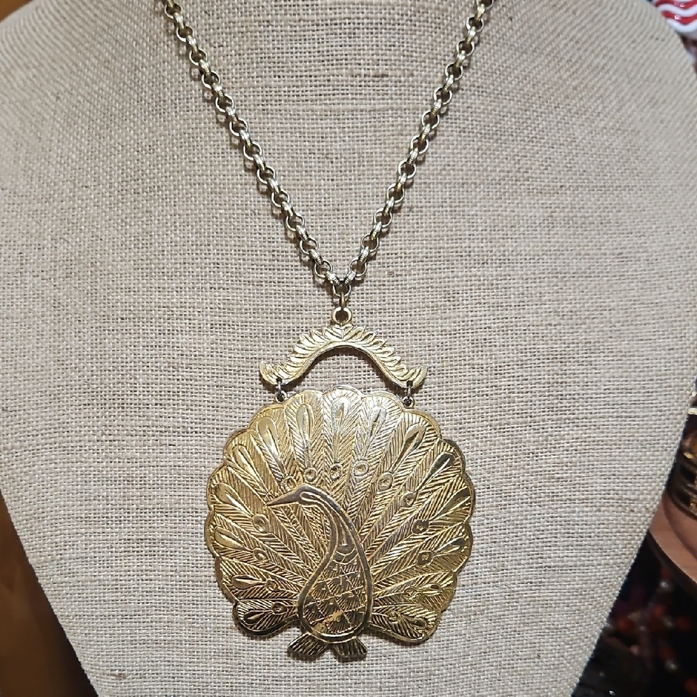 Vintage Arthur Pepper Peacock Pendant Necklace